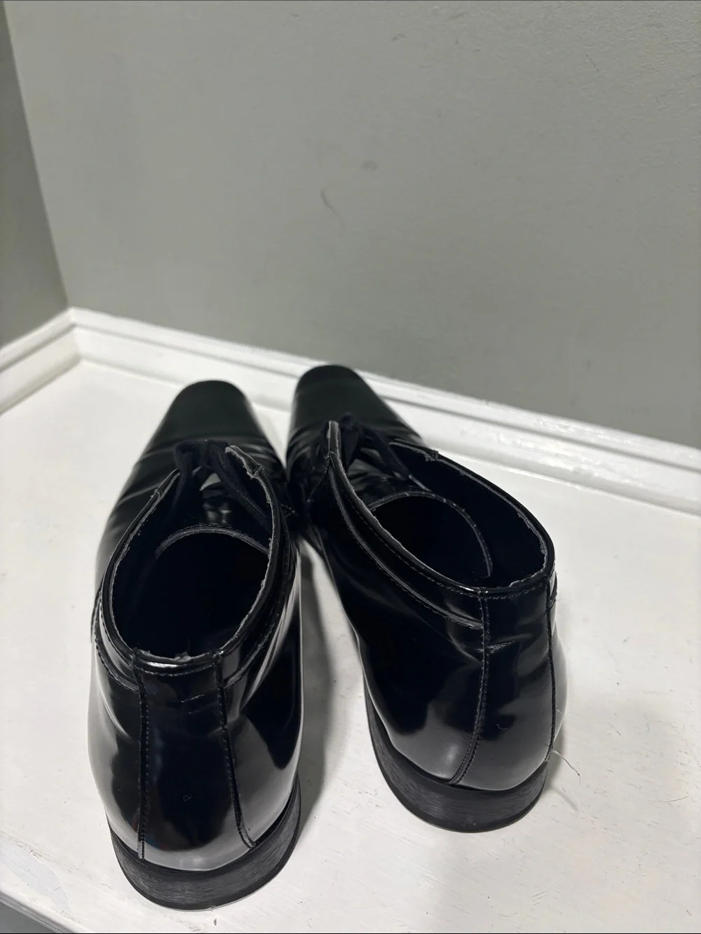 Calvin Klein Black Patent Leather Lace-Up Chelsea Dress Boots-size 10.5